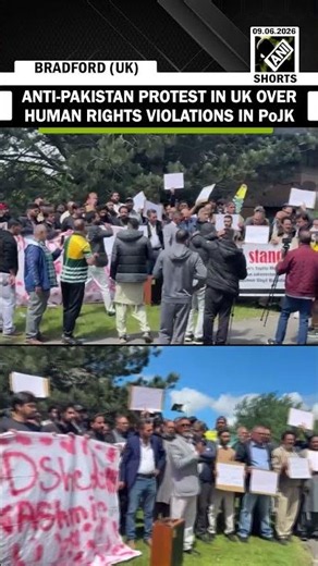 Anti-Pakistan protest outside Pak Consulate in UK’s Bradford over human rights violations in PoJK