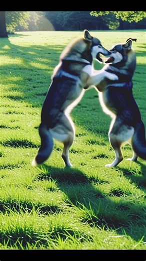 two grey wolves are fighting #shortvideo #shortsfeed #animalbattle