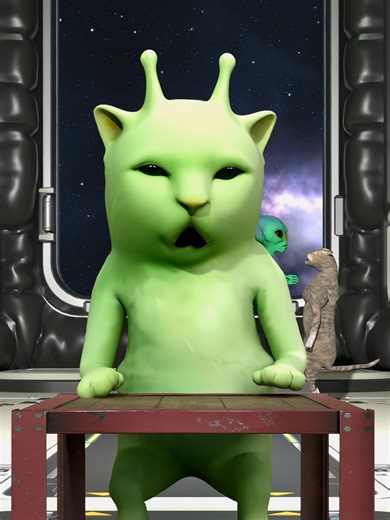 Alien Cat Gato Alien Phonk Gato Alien Golpeando la mesa MEME #meme #humor #phonk