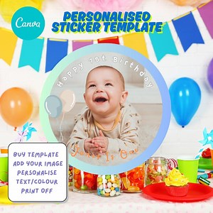 Personalised Birthday Sticker Template: Canva Editable Design (digital Download) - Etsy