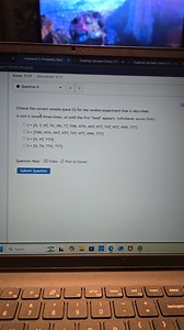 Choose the correct sample space (S) for the random experiment d... | Filo