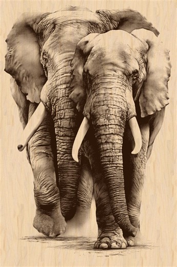 Silver Pack®! Two Elephants Walking Laser Engraving File PNG, JPEG High Resolution, Wildlife Art+ Png_svg_pdf_eps(full-color Vector Format) - Etsy
