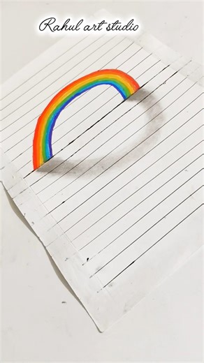 3D Drawing | Easiest method to draw 3D Rainbow 🌈#shorts #art #viral #trending