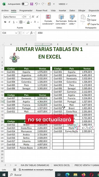 Como juntar varias tablas en una en excel #excel #office #tutorial