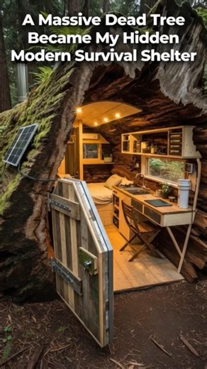 A Massive Dead Tree Became My Hidden Modern Survival Shelter