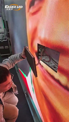 My colleague is repairing an LED display screen.#eagerled #leddisplay #indoorledscreen #ledscreen