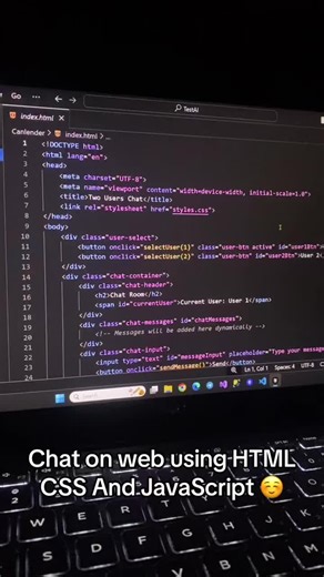 Chat on web using HTML CSS and JavaScript ☺️#IT #webdeveloper
