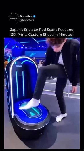 Robotics on Instagram: "Follow US (@ROBOTICS) to learn something NEW everyday 🚀 Japan’s new “sneaker pod” scans your feet and 3D-prints a custom-fit shoe on the spot. No guessing sizes, no mass-production waste, just footwear made to your exact shape in minutes. #ai #artificial #artificialintelligence #aiagents #chatgpt #openai #grok #business #machine #machines #factory #robot #robots #robotics"