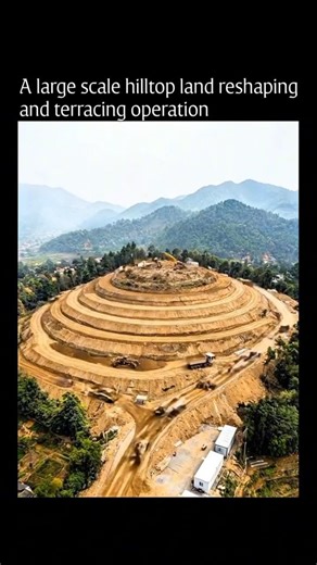 Kshana (Kṣaṇa) on Instagram: "This video shows a large-scale hilltop terracing operation, where raw landscape is reshaped step by step using heavy construction machinery. Excavators carve precise, stepped levels into the mountainside — stabilizing the terrain, improving access, and preparing the land for future development or settlement. What looks like destruction at first is actually controlled engineering, designed to prevent erosion and make steep land usable."