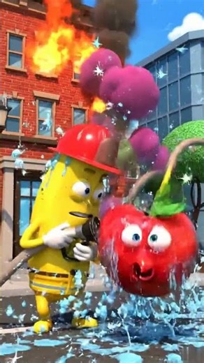 Apple & Banana Firefighters | 3D Funny Cartoon Short | Hilarious Firefighting Chaos 😂#funny #cartoon