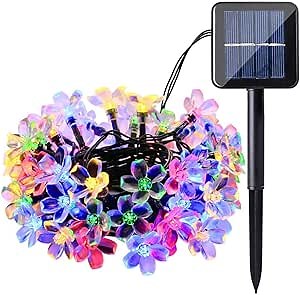 Joomer Cherry Blossom 50 LED Solar String Lights, Multi-Color