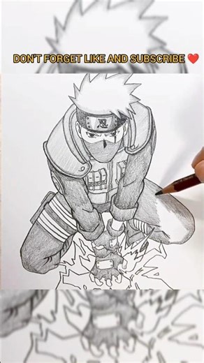 how to draw kakashi using chidori 🔥 Full video on my channel 👍🏻 #japanesecharacters #kakashi