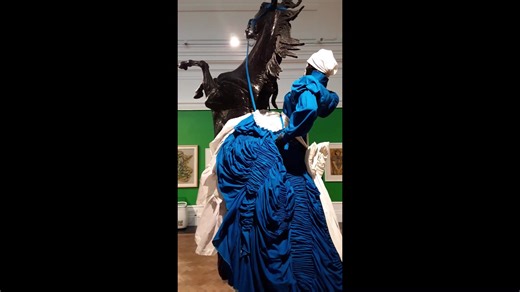 The Reign, an iconic South African artwork by Johannesburg-based artist Mary Sibande. On show in Comparisons and Contrasts, as part of the exhibition, ‘Breaking down the Walls – 150 years of art collecting’ at the Iziko South African National Gallery. Visitors are encouraged to view works from different time periods, made in different media or contrasting in some other way. The room shows works from our collection in new ways, attempting to reimagine them in our current moment. The Reign, one of