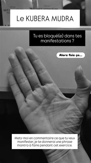 Virginie Copet on Instagram: "Kubera est le dieu hindou de la richesse et de la prospérité. Le Kubera Mudra est donc associé à la manifestation des désirs, à la motivation, et à la réalisation des objectifs. On l’utilise souvent pour renforcer la volonté, la confiance en soi, et la visualisation positive. Le Kubera Mudra est bien plus qu’un simple geste des mains c’est une clé énergétique de manifestation. Il unit la volonté (pouce), la vision (index) et la foi (majeur) pour activer la puissance