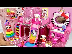 How To Make Cutest Hello Kitty Miniature House from Polymer Clay and Cardboard ❤️ DIY Miniature Clay