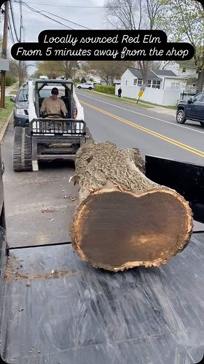 We picked up this Red Elm log from a home in Cinnaminson NJ yesterday only about 5 minutes from the shop. I was talking to someone recently about how much I liked the look of Red Elm and what do you know, I manifested it within only about a week! #sustainable #urbanlumber #liveedge #elm #woodwork #sawmill #woodmizer #salvagedlumber #reclaimed | Lucky Nelson's Slabs And Wood Products