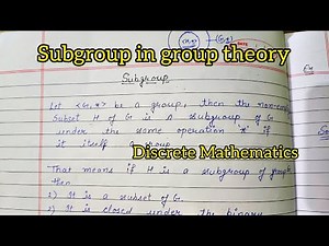 Subgroup in Group Theory With Example || Discrete Mathematics || Algebraic Structure