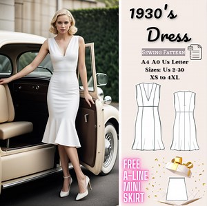 Vintage Dress Sewing Pattern: 1930s Style, XS-4XL (PDF Pattern) - Etsy