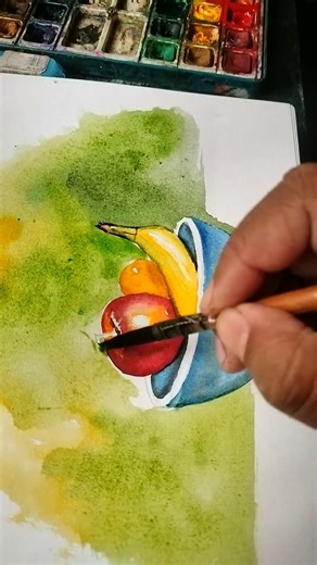 fruit watercolour painting video #youtubeshorts #art #drawing #painting #shortvideo