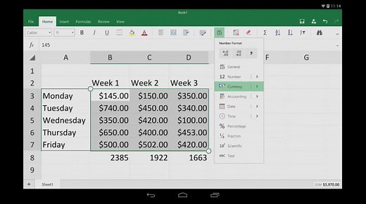 Erste Schritte in Excel für Android-Tablets
