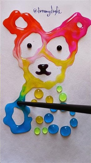 Dog playing in soft rainbow color splashes 🐶🌈✨ #DreamyDrops #DogMix