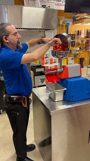 1K views · 19 reactions | Watch as #chef Joel makes a quick tomato sauce using the Spremy tomato squeezer! Now for a limited time- get a magnet canning guide included with every purchase of a squeezer. Shop online or in-store today #yqgbusiness #canningseason #tomatoes #canningtools #kitchengadgets #ecommercebusiness | Williams Food Equipment | Facebook