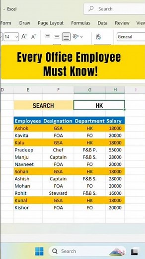 Advance Excel Conditional Formatting | Auto-Highlight Department Rows #Shorts #excel