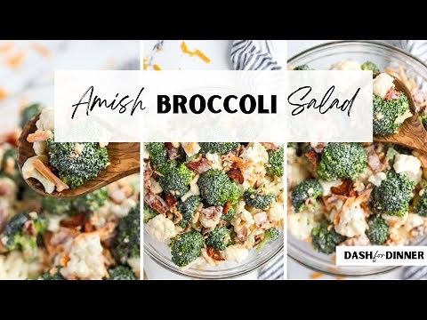 Amish Broccoli Salad with Cauliflower, Bacon, and Cheese