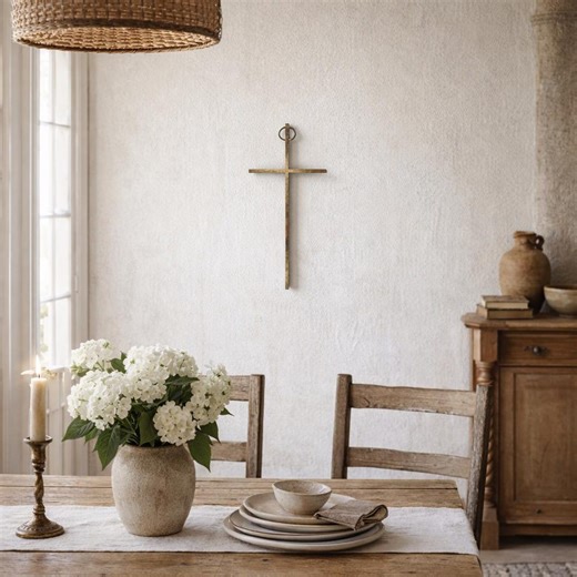 Vintage Brass Wall Cross – Mid Century Modern Minimalist Religious Decor, Simple Chapel Style Christian Cross for a Collected Home - Etsy