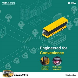 20K views · 101 reactions | In addition to being safe and comfortable, Tata school buses also feature child-friendly conveniences such as a Lowered Step Board for easy boarding and disembarking and Under-Seat Bag Racks for junior school kids. #tataskoolbus | Tata Motors | Facebook
