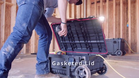 Husky 23 in. 50 Gal. Black Rolling Toolbox with Keyed Lock and Portable Hand Tool Tray 206319