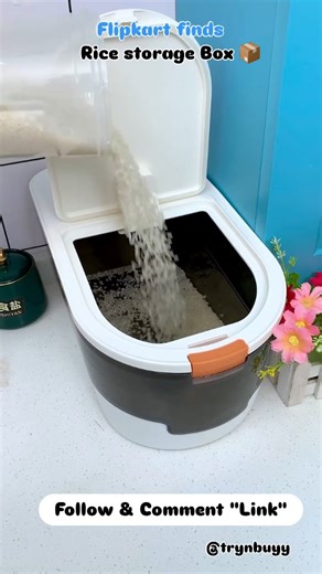 try N buyy on Instagram: "🍚 Store rice the smart way! This airtight rice storage box keeps grains fresh, clean & moisture-free ✨ Get yours here 👇 🛒 Available on Flipkart 💬 Comment "LINK" to get the product link in your DM! #RiceStorageBox #KitchenOrganizer #FlipkartFinds HomeEssentials SmartBuy ReelDeals"
