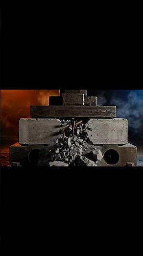 Strength meets its match ⚙️🔥 Watch a reinforced concrete beam crumble