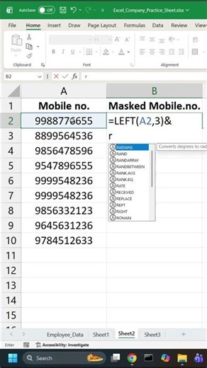 Excel Formula to Mask Mobile Numbers