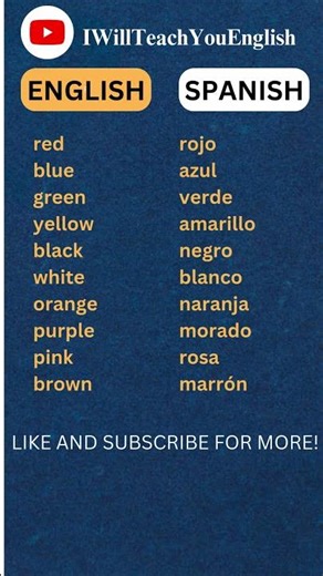 colores #inglés #english #español #spanish #learnspanish #aprenderinglés #aprenderespañol #español