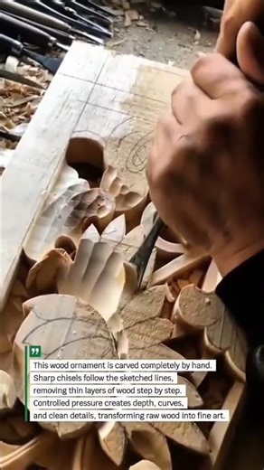 Hand-Carved Wood Ornament Made with Precision #WoodCarving #Craft #Architecture