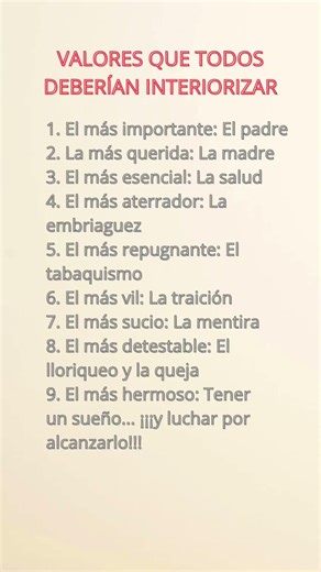 VALORES QUE TODOS DEBERÍAN INTERIORIZAR