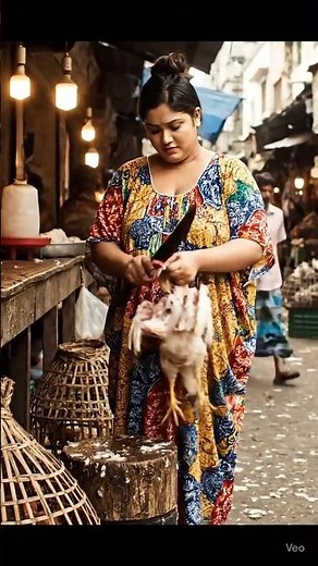 Indian lady slaughter chicken 🔥