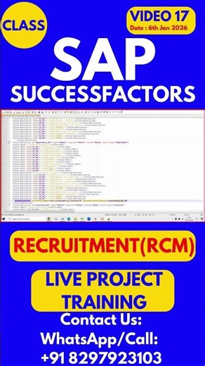 SAP SuccessFactors RCM Training Online Tutorial Class 17 6th Jan 2026 #sapsuccessfactorstraining