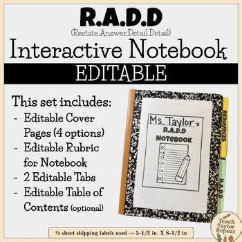 R.A.D.D Interactive Notebook: Covers, Rubric, & Tabs - Avery Labels 5126