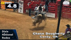 29K views · 153 reactions | Now that's how you ride a bull. Chase Dougherty Professional Bullrider hangs on for 8 to take the lead at the Dixie National Livestock Show & Rodeo with a rank 88.5 point ride aboard "Red Harvest." | Wrangler Western | Facebook