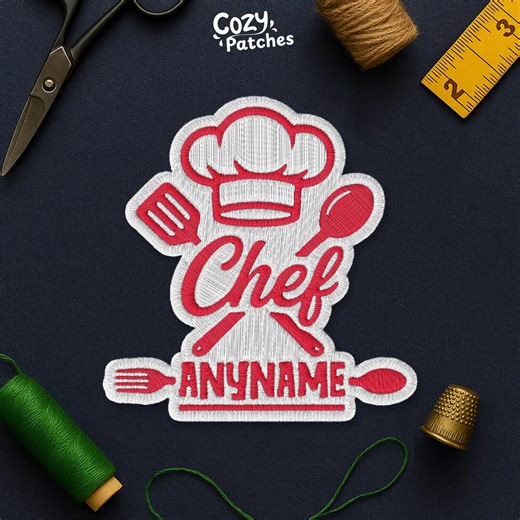 Custom Chef Name Patch, Personalized Chef Hat Crossed Knives Name, Cooking Lovers Embroidery Patches Applique for Clothes Hats Backpack - Etsy