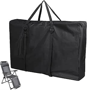 Folding Chair Storage Bag, Heavy-Duty 600D Chair Carrying Bag for Portability, Waterproof Chair Transport Case with Strong Shoulder Straps for Folding Lounge Chair, Zero Gravity Chair, 42 x 9 x 28’’