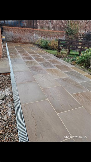 Old tired patio replaced with buff Indian sandstone. 🔥🔥🔥🔥 | KHB Landscaping & Groundworks