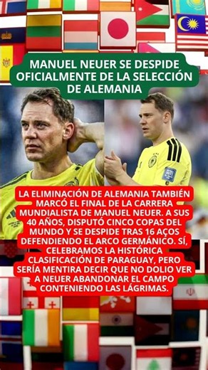 Manuel Neuer se retira de la Selección de Alemania tras caer ante Paraguay