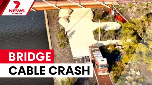 Cable crashes down on new pedestrian bridge