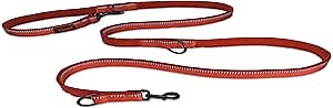 HALTI Double-Ended Leash for Dogs - Neoprene-Padded, Easy to Use, Reflective, Adjustable Lengths, Ideal Dog Leash for Hands Free Running & Training. Suitable for Small Dogs and Puppies (Size S, Red)