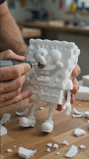 AI Carves SpongeBob SquarePants from Foam 🧽🤯 | Satisfying ASMR #Shorts