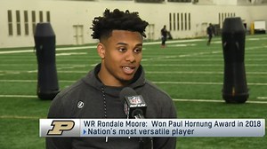 Purdue WR Rondale Moore reacts to strong pro day workout