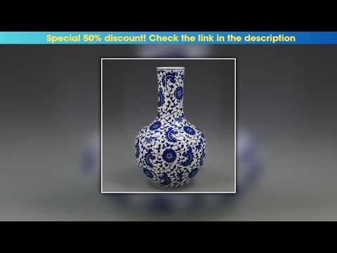 Discount Qing Qianlong Table Vase Centrepiece Blue And White Lotus Pattern Vase Antique Craft Porce
